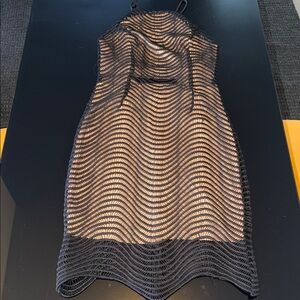 Chic Black and Cream Striped Mini Dress